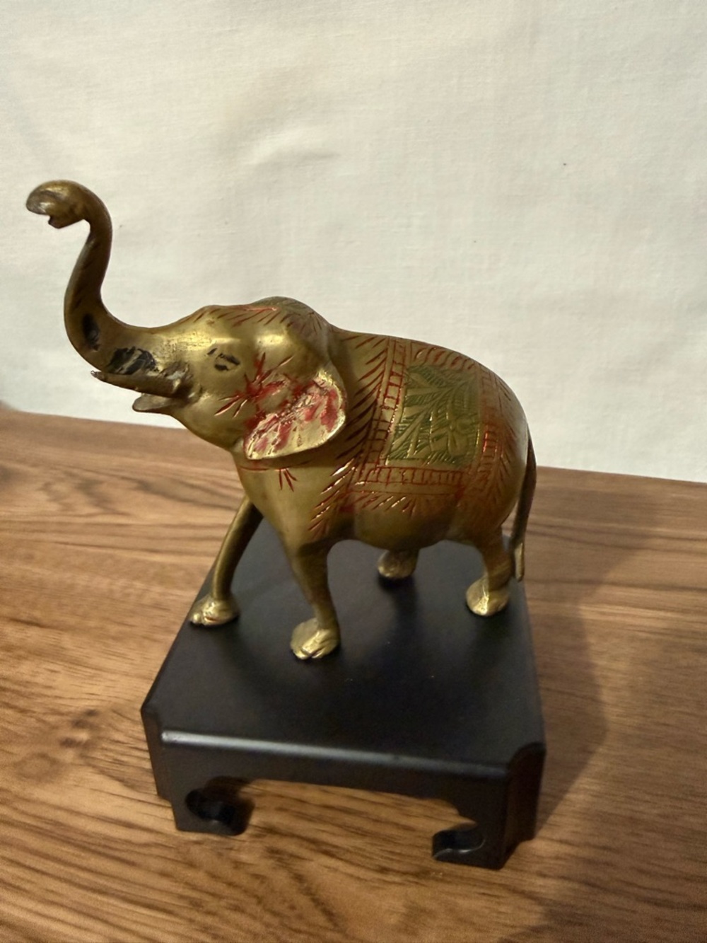 Vintage painted brass elephant